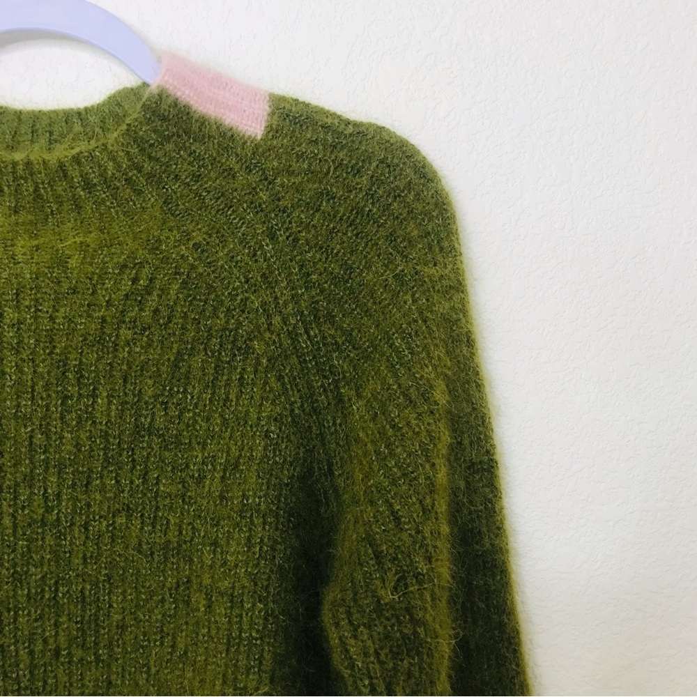 THE ENDERY Baby Alpaca/Wool Mock Neck Pullover Sweater Olive Green - Picture 4 of 9